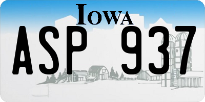 IA license plate ASP937