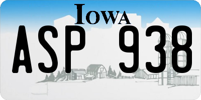 IA license plate ASP938
