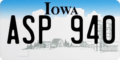 IA license plate ASP940