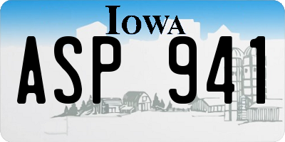 IA license plate ASP941