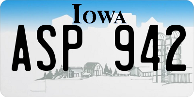IA license plate ASP942