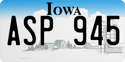IA license plate ASP945