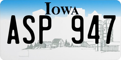 IA license plate ASP947