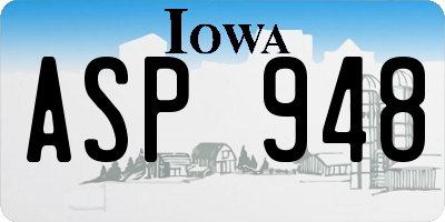 IA license plate ASP948
