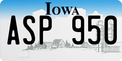 IA license plate ASP950