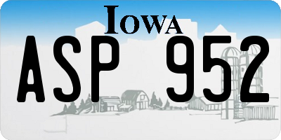 IA license plate ASP952
