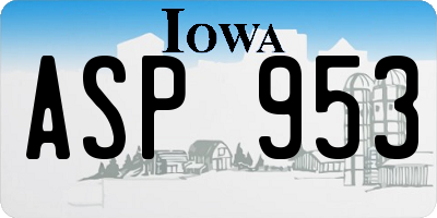 IA license plate ASP953