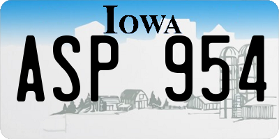 IA license plate ASP954