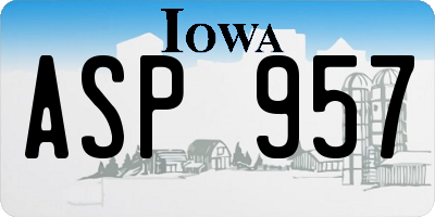 IA license plate ASP957