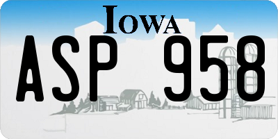 IA license plate ASP958