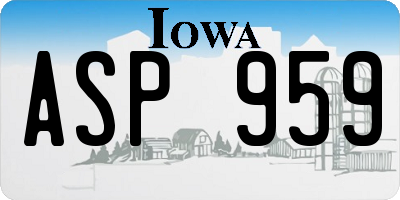 IA license plate ASP959