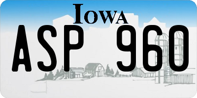 IA license plate ASP960