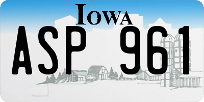 IA license plate ASP961