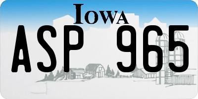 IA license plate ASP965