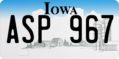 IA license plate ASP967