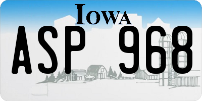 IA license plate ASP968