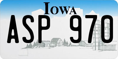 IA license plate ASP970