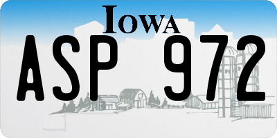 IA license plate ASP972