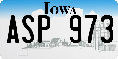 IA license plate ASP973