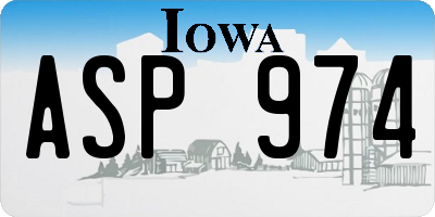 IA license plate ASP974