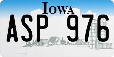 IA license plate ASP976