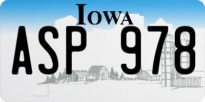 IA license plate ASP978