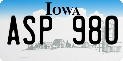 IA license plate ASP980