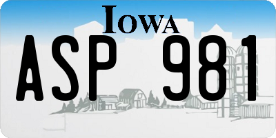 IA license plate ASP981