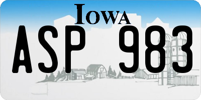 IA license plate ASP983