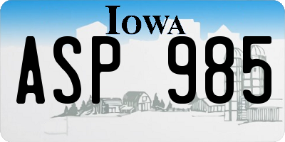IA license plate ASP985
