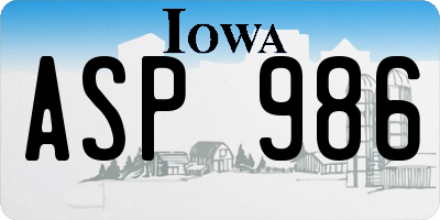IA license plate ASP986