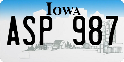 IA license plate ASP987
