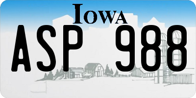 IA license plate ASP988