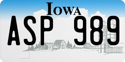 IA license plate ASP989