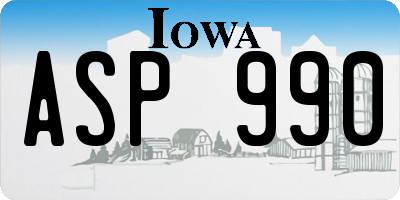 IA license plate ASP990