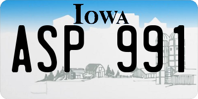 IA license plate ASP991