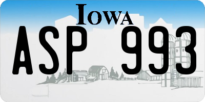 IA license plate ASP993