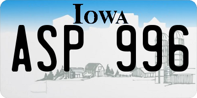 IA license plate ASP996