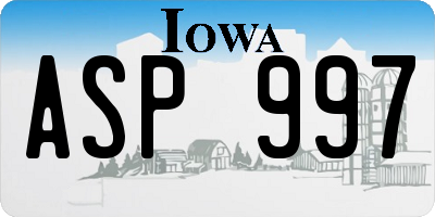 IA license plate ASP997