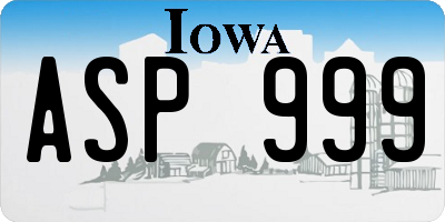 IA license plate ASP999