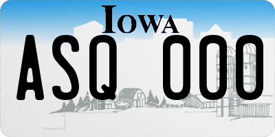 IA license plate ASQ000