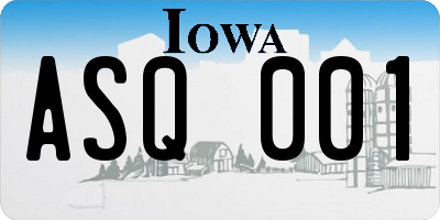 IA license plate ASQ001