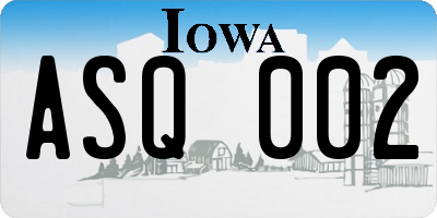 IA license plate ASQ002