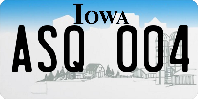 IA license plate ASQ004
