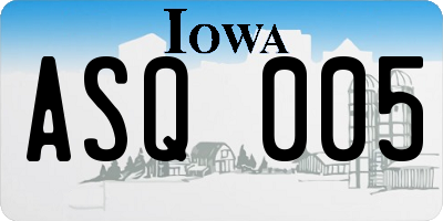 IA license plate ASQ005