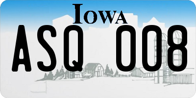 IA license plate ASQ008