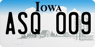 IA license plate ASQ009