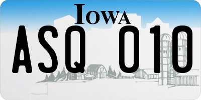 IA license plate ASQ010