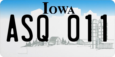 IA license plate ASQ011