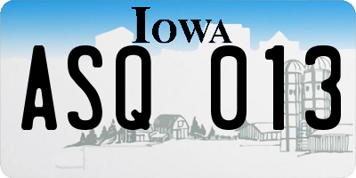 IA license plate ASQ013